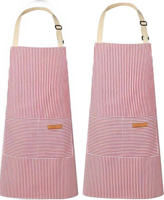 2 Pack Kitchen Cooking Aprons, Adjustable Bib Soft Chef Apron with 2 Pockets for Men Women(Pink/Pink)