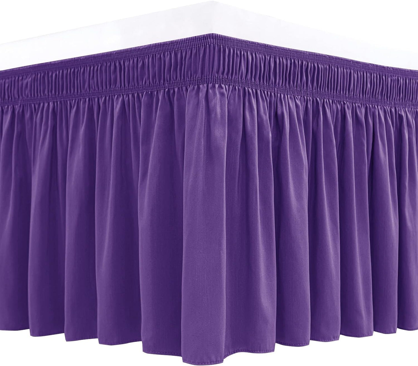 Wrap Around Bed Skirts  15" Drop, Aqua Adjustable Elastic Dust Ruffles Easy Fit Wrinkle & Fade Resistant  Machine Washable ,Purple