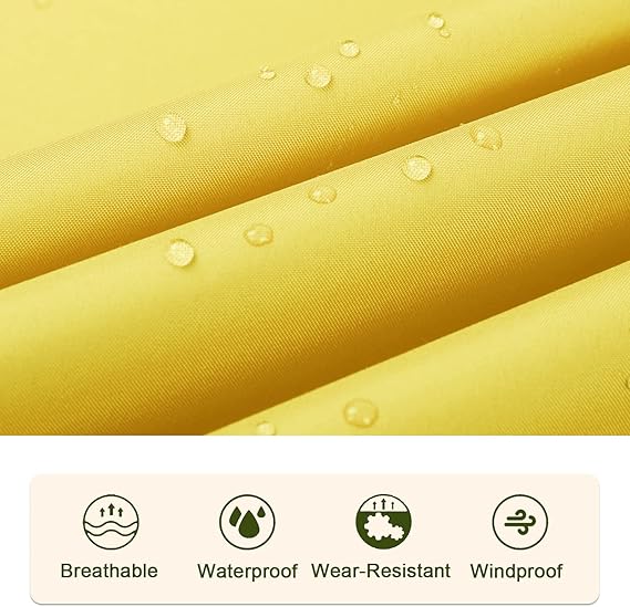 Unisex Rain Poncho Raincoat Hooded with Pockets&ZIpper ,Fashion,Beautiful, Durable, Lightweight,(Yellow)