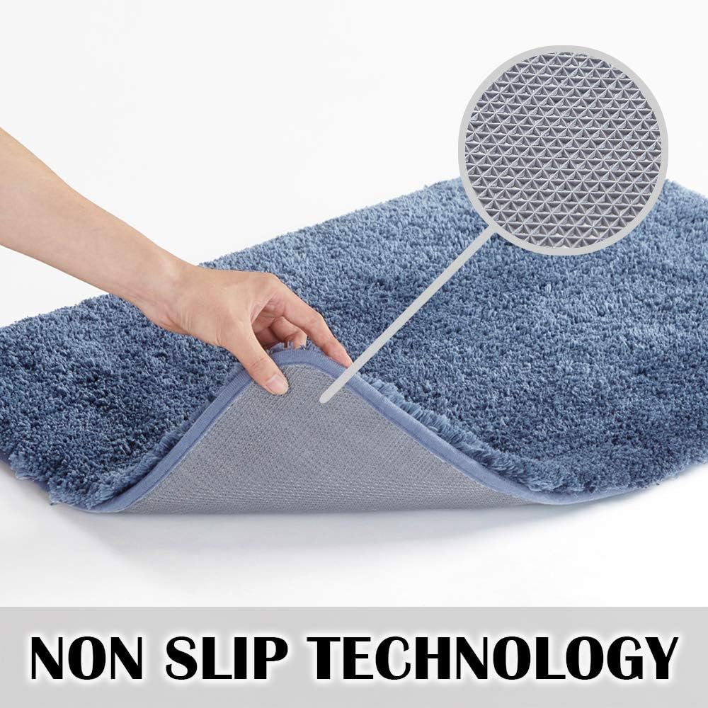 Bath Rug for Bathroom Non Slip Bathroom Mat Water Absorbent Soft Microfiber Shaggy Bathroom Rug Machine Washable Bath Mat,Blue