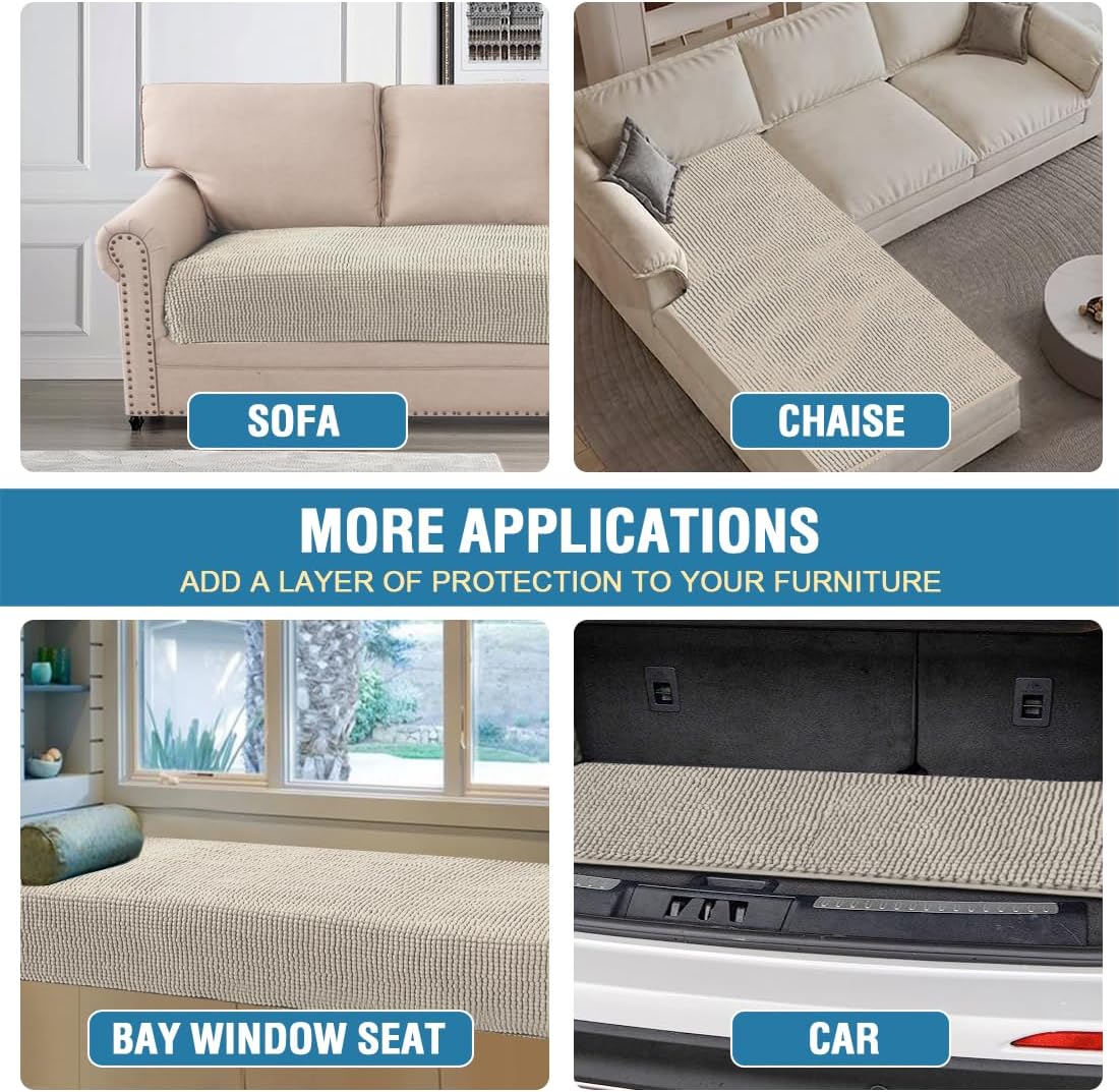 Plush Chenille Dog Bed Cover Thick Soft Sofa Cover for Cushion Couch Anti Slip Couch Cover Water Resistant Furniture Protector for Dog, Pet, Cat,Fossil