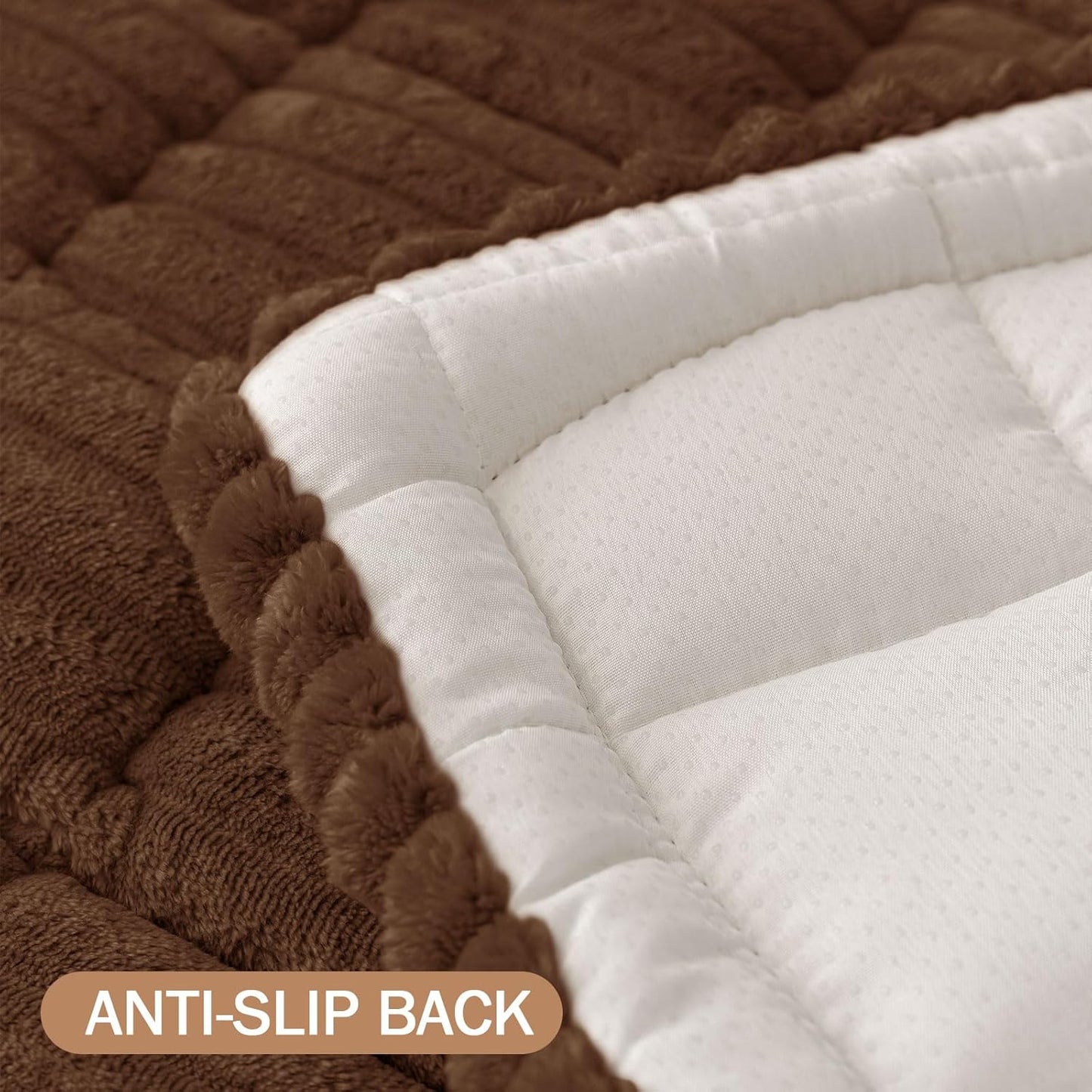 Couch Cover for Dogs Washable, Non Slip Fuzzy Pet Couch Covers for 3 Cushion Sofa Pet Friendly, Thick Soft Sofa Slipcovers Cushion Protector, Brown