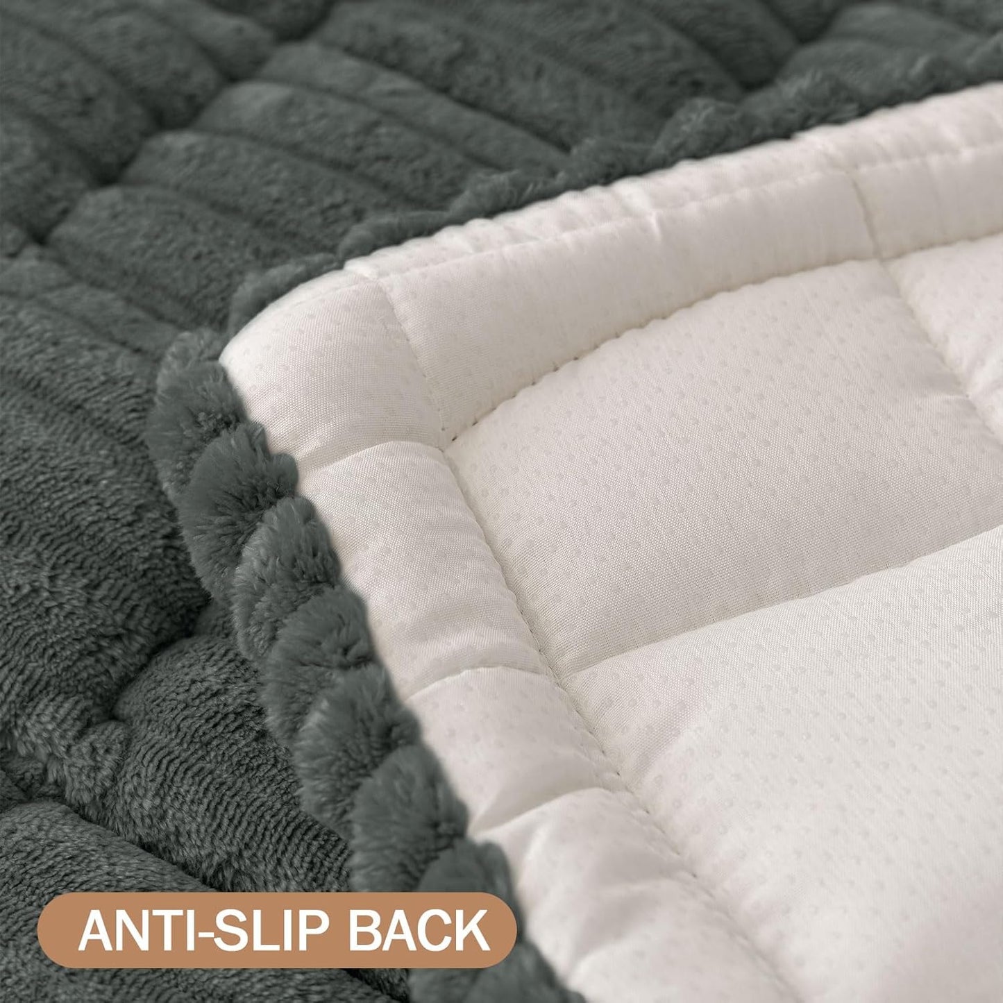 Couch Cover for Dogs Washable, Non Slip Fuzzy Pet Couch Covers for 3 Cushion Sofa Pet Friendly, Thick Soft Sofa Slipcovers Cushion Protector, Dark Grey