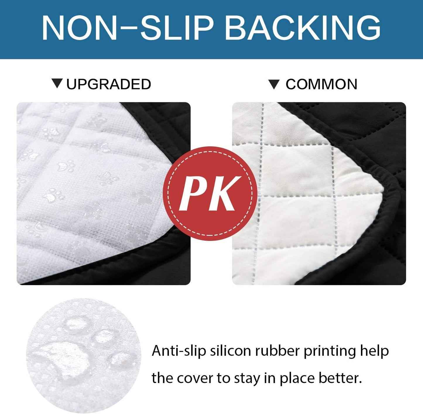 100% Waterproof ,Non-Slip Reclining Cover for Recliner Chair Washable Chair Cover Furniture Protector with Elastic Straps for pet ,kid ,Black