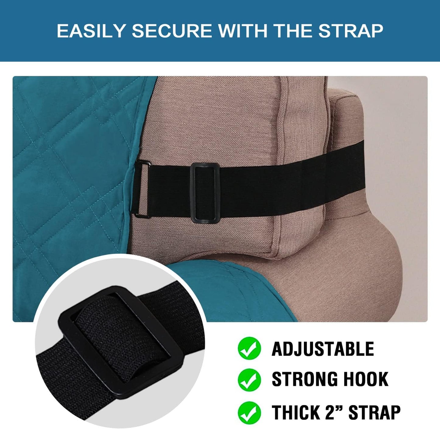 100% Waterproof ,Non-Slip Reclining Cover for Recliner Chair Washable Chair Cover Furniture Protector with Elastic Straps for pet ,kid ,Dark Teal