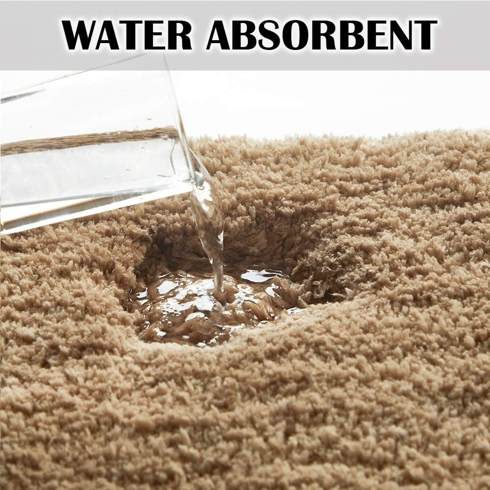 Bath Rug for Bathroom Non Slip Bathroom Mat Water Absorbent Soft Microfiber Shaggy Bathroom Rug Machine Washable Bath Mat,Sand