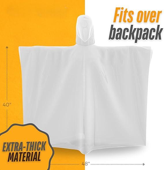Disposable Rain Ponchos for Adults (5 Pack) ,Clear