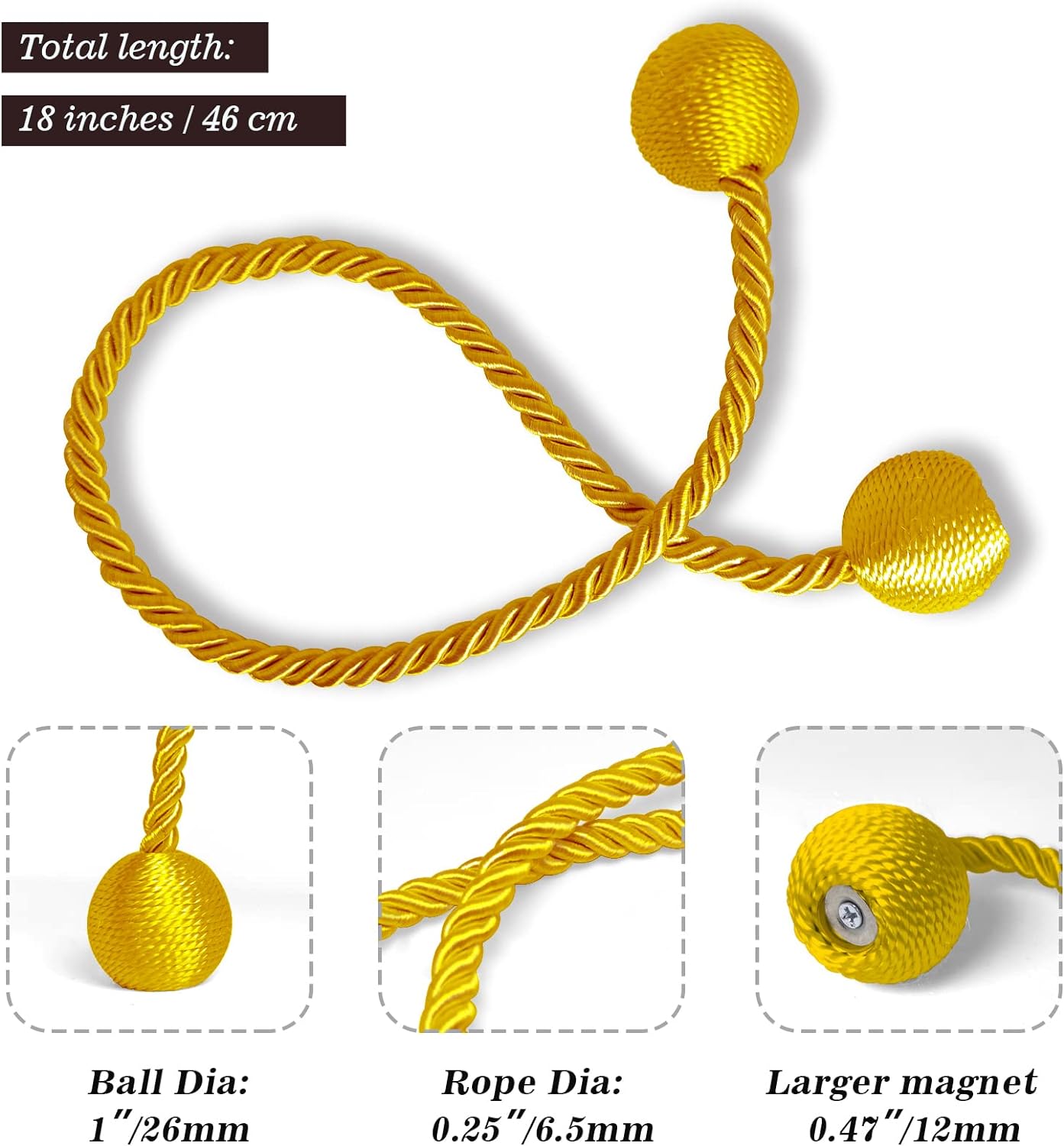 Curtain Tiebacks Buckles Holdbacks Holders Hooks Clip for Home Outdoor Bedroom Office Decorative Curtain(Gold)