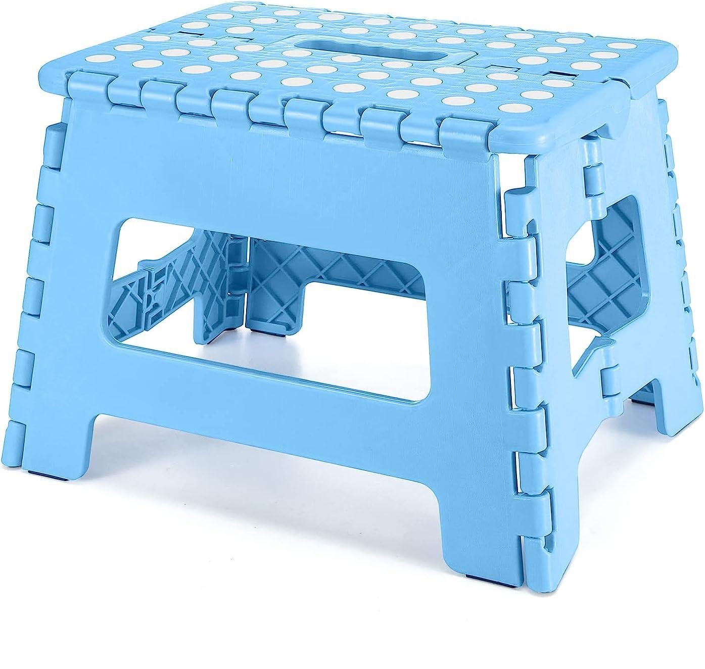 Lightweight, Durable, Foldable Step Stool With Handle, Suitable for Adults& Children, for Kitchens, Bathrooms, Outdoor (Blue)