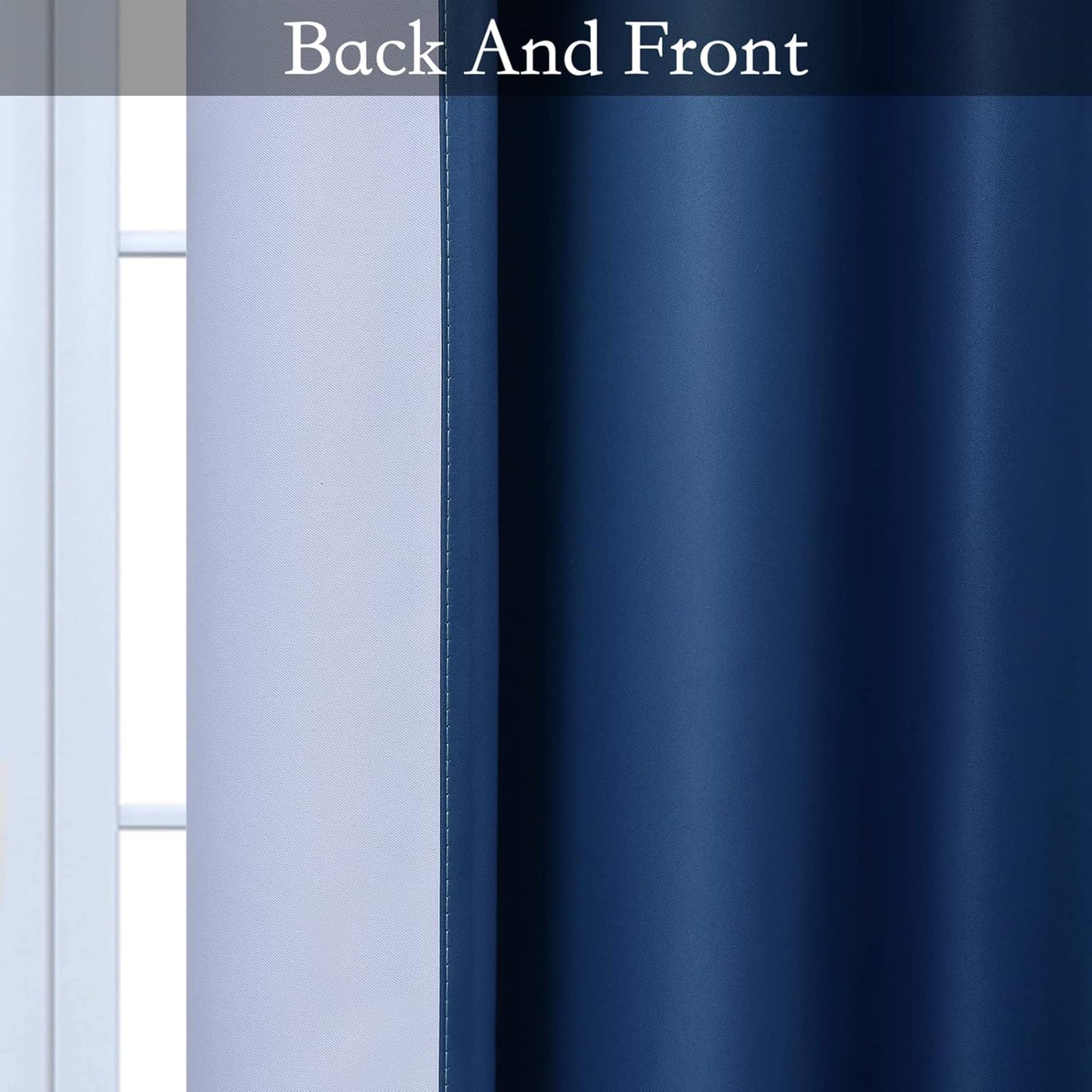 Ombre Room Darkening Curtains for Bedroom,  Light Blocking Thermal Insulated Grommet Window Curtain/Drapes for Living Room,2 Panels,White&Navy