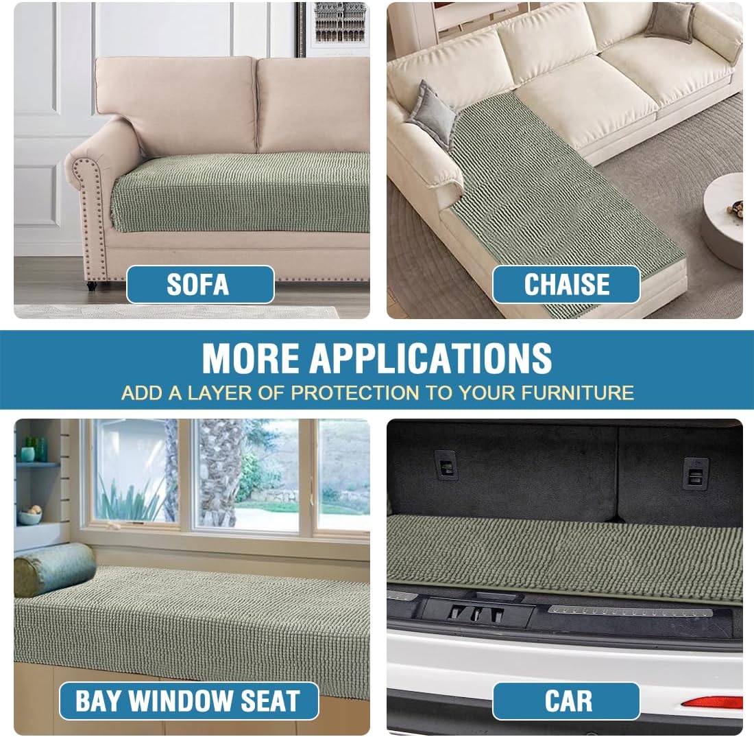 Plush Chenille Dog Bed Cover Thick Soft Sofa Cover for Cushion Couch Anti Slip Couch Cover Water Resistant Furniture Protector for Dog, Pet, Cat,Sage