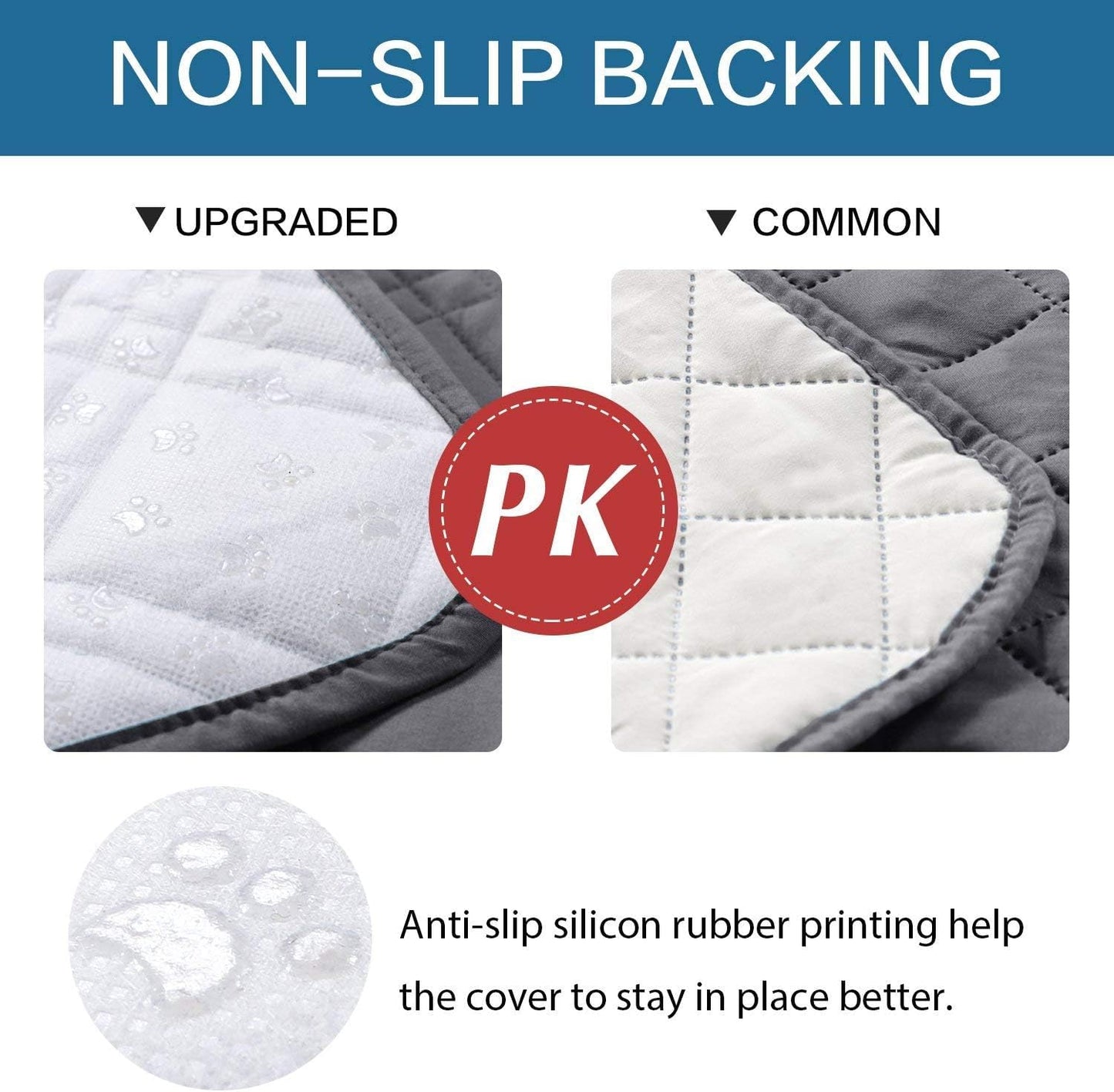 100% Waterproof ,Non-Slip Reclining Cover for Recliner Chair Washable Chair Cover Furniture Protector with Elastic Straps for pet ,kid ,Grey