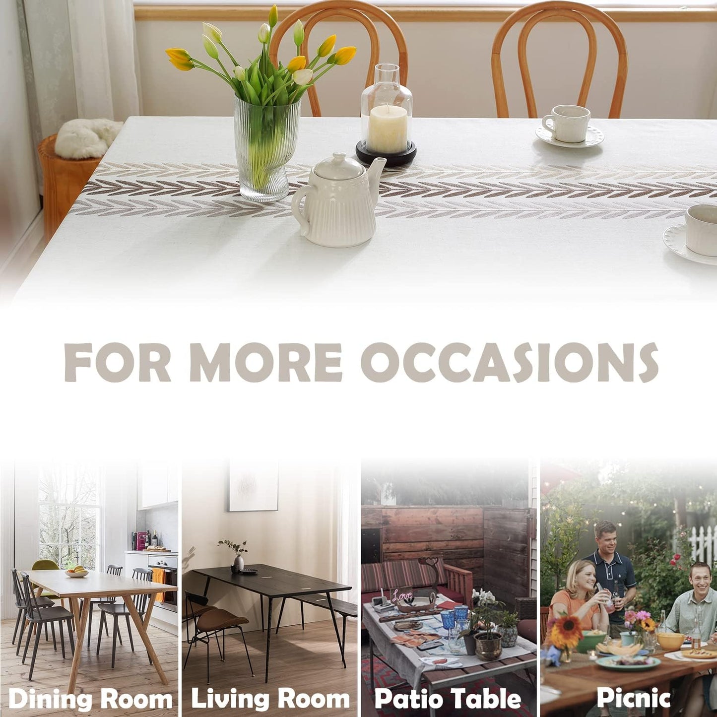 Tablecloths, Waterproof Table Cloth, Linens Wrinkle Free Anti-Fading, Rustic Table Cover Decoration for Kitchen Dinning Christmas,Leaf