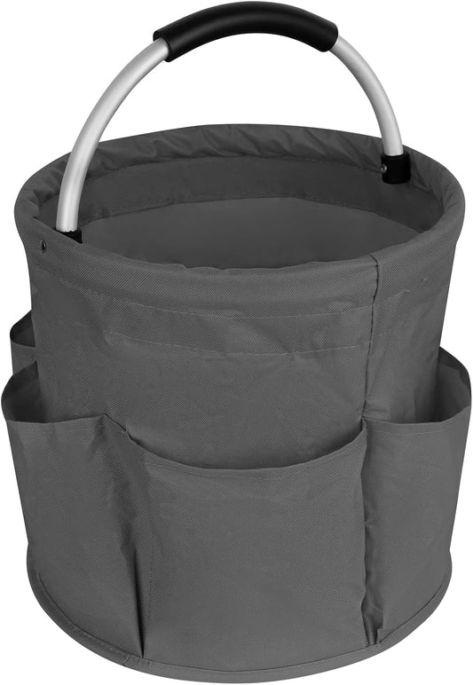 Collapsible Basket with Handles: Portable Picnic, Beach, Garden Harvest,Market Shopping Basket, Home Storage, Bathroom Organizer,Grey