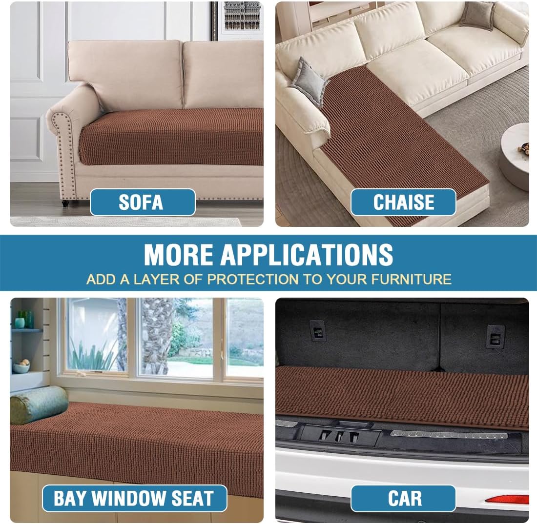 Plush Chenille Dog Bed Cover Thick Soft Sofa Cover for Cushion Couch Anti Slip Couch Cover Water Resistant Furniture Protector for Dog, Pet, Cat,Caramel