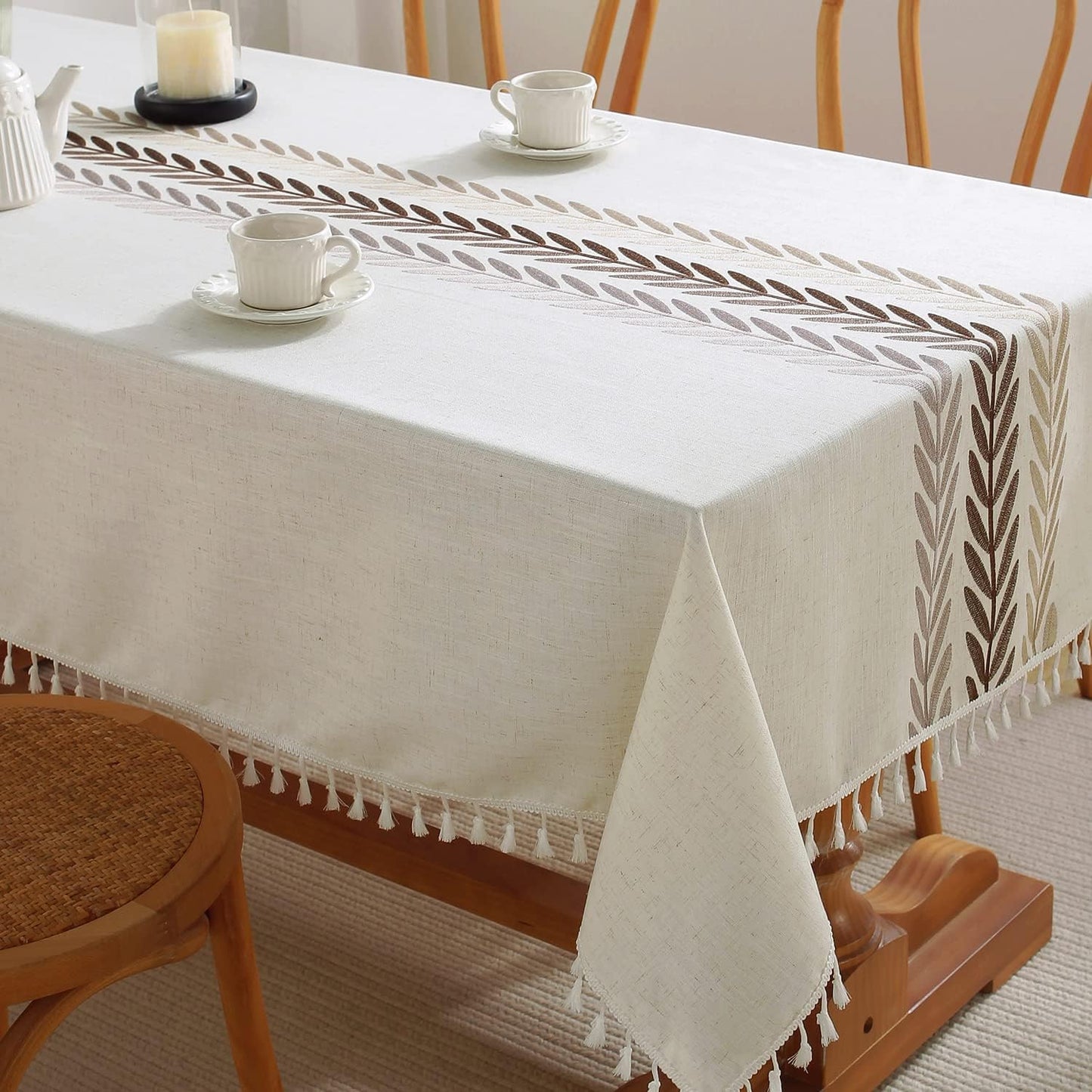 Tablecloths, Waterproof Table Cloth, Linens Wrinkle Free Anti-Fading, Rustic Table Cover Decoration for Kitchen Dinning Christmas,Leaf