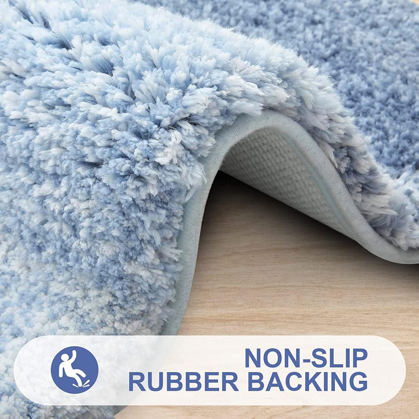 Luxury Bathroom Rug Mat, Extra Soft and Absorbent Microfiber Bath Rugs, Non-Slip Plush Shaggy Bath Carpet,Blue