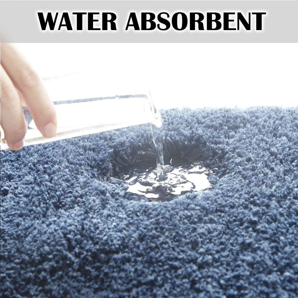 Bath Rug for Bathroom Non Slip Bathroom Mat Water Absorbent Soft Microfiber Shaggy Bathroom Rug Machine Washable Bath Mat,Blue