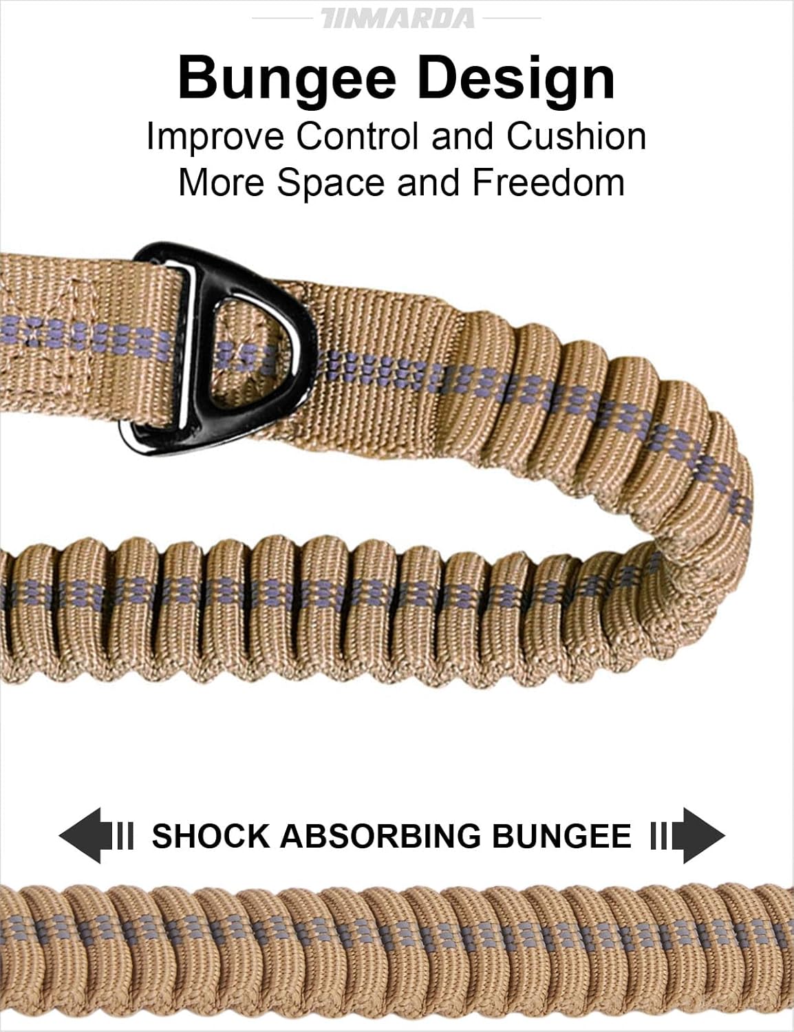 Heavy Duty Dog Leash, 4-6FT Shock Absorbing Dog Leashes with Traffic Handle and Comfortable Padded Handles, Advanced Easy Metal Clip, No Pull Reflective Leash for Medium Large Dogs,Khaki