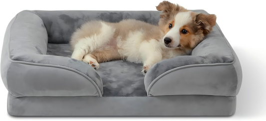 Dog Bed - Washable Small Medium Dog Cat Bed Waterproof, Comfort Cats Couch Sofa with Washable Removable Cover, Pets Bed with Nonskid Bottom, Light Grey