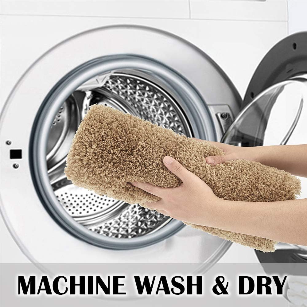 Bath Rug for Bathroom Non Slip Bathroom Mat Water Absorbent Soft Microfiber Shaggy Bathroom Rug Machine Washable Bath Mat,Sand