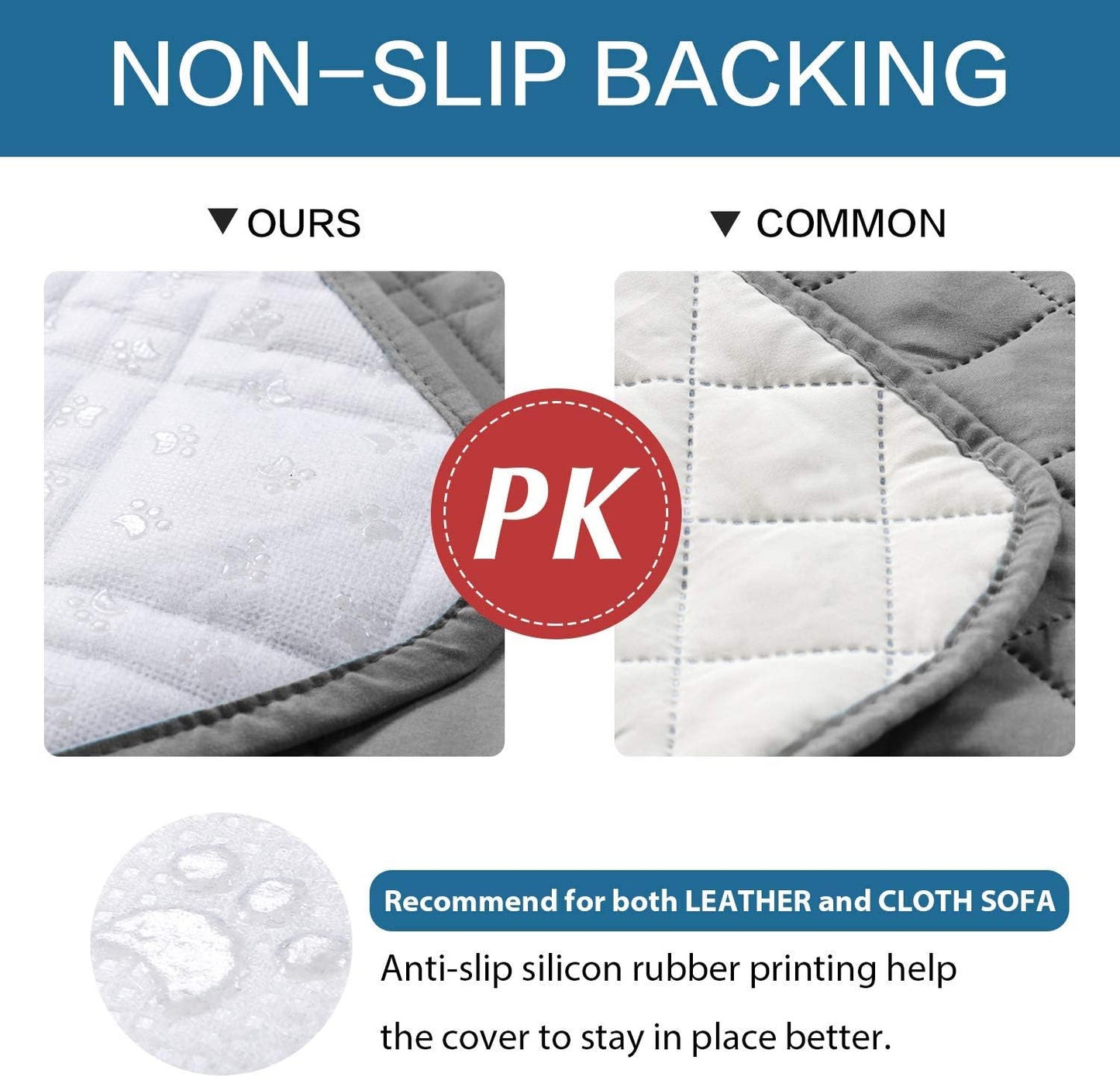 100% Waterproof ,Non-Slip Reclining Cover for Recliner Chair Washable Chair Cover Furniture Protector with Elastic Straps for pet ,kid ,Dove