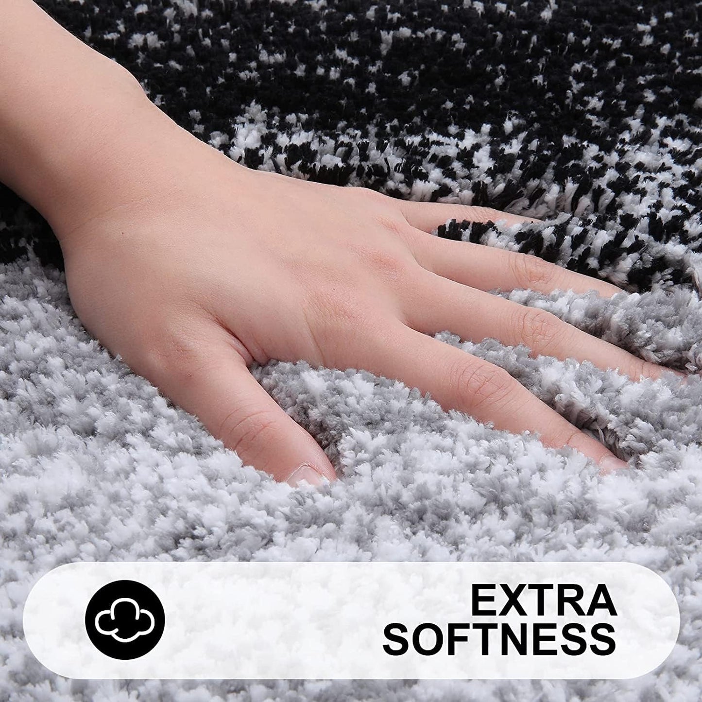 Luxury Bathroom Rug Mat, Extra Soft and Absorbent Microfiber Bath Rugs, Non-Slip Plush Shaggy Bath Carpet,Black