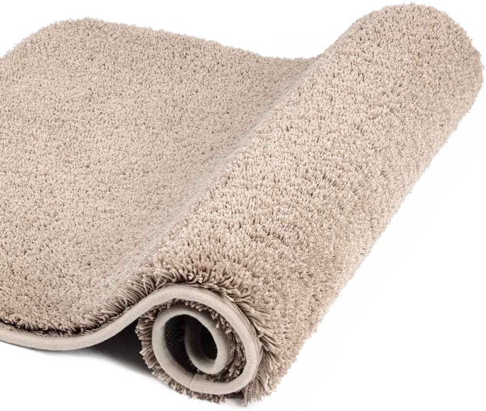 Bath Rug for Bathroom Non Slip Bathroom Mat Water Absorbent Soft Microfiber Shaggy Bathroom Rug Machine Washable Bath Mat,Beige