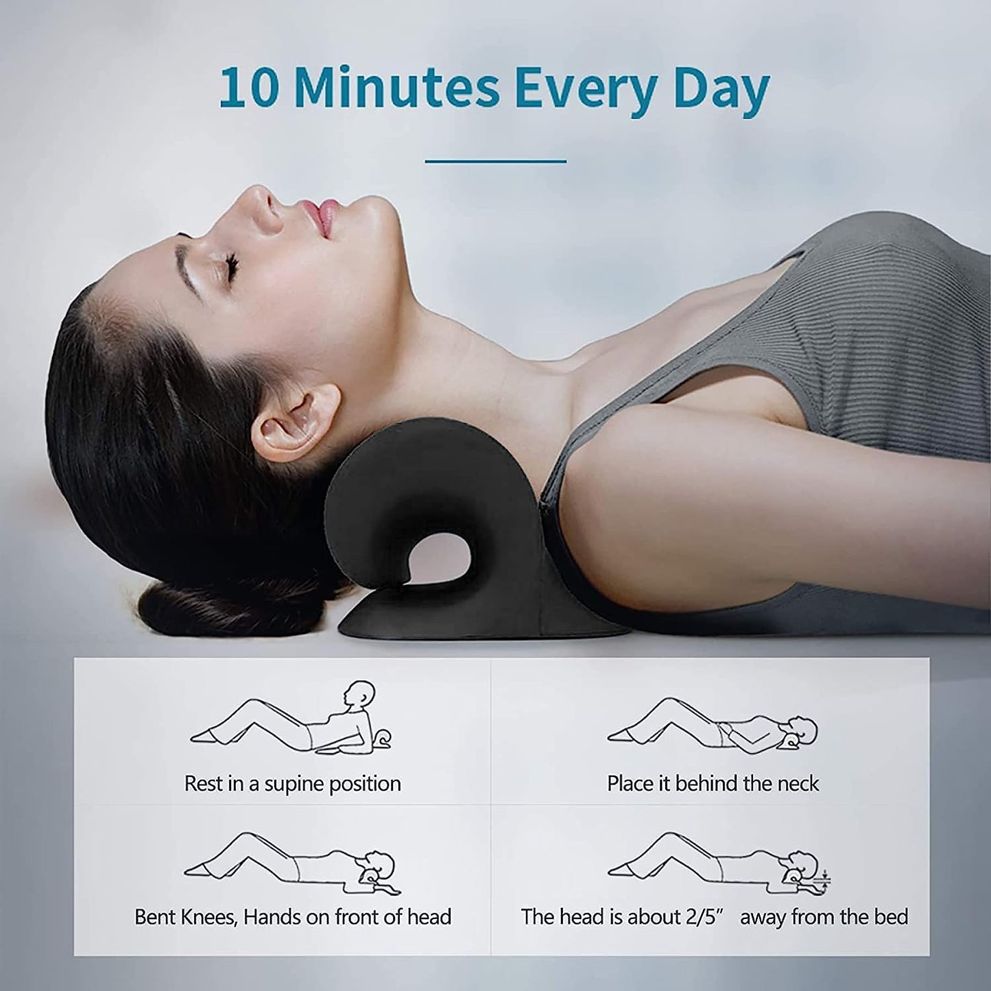 Neck and Shoulder Relaxer, Cervical Traction Device for TMJ Pain Relief and Cervical Spine Alignment, Neck Stretcher (Black)