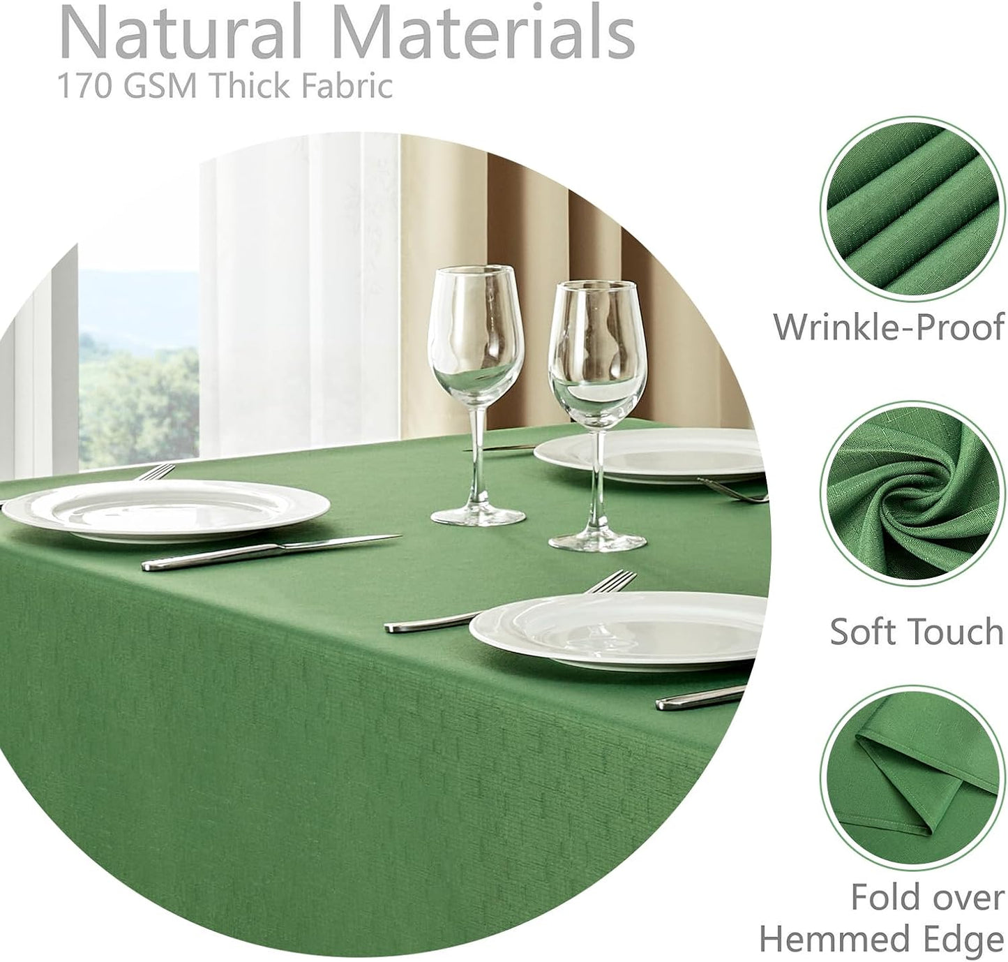 Tablecloths, Waterproof Table Cloth, Linens Wrinkle Free Anti-Fading, Rustic Table Cover Decoration for Kitchen Dinning Christmas,Lemon Green