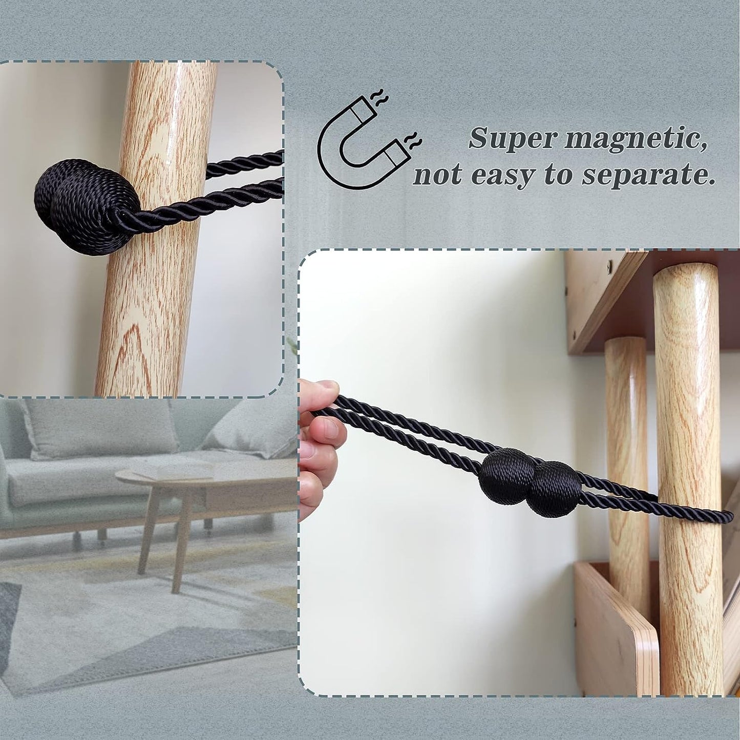 Curtain Tiebacks Buckles Holdbacks Holders Hooks Clip for Home Outdoor Bedroom Office Decorative Curtain(Black)