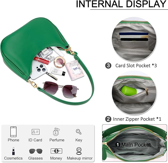 Shoulder Bag for Women Cute Hobo Purses and Handbags Retro Clutch Underarm Purse | Cute, Green