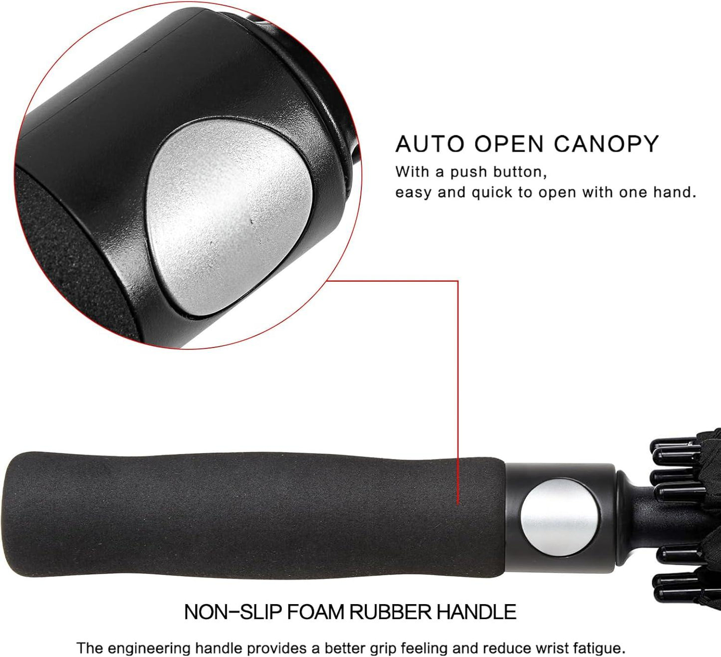 52 Inch Automatic Open Golf Umbrella Oversize Extra Large Double Canopy Vented Windproof Waterproof Stick Umbrellas
