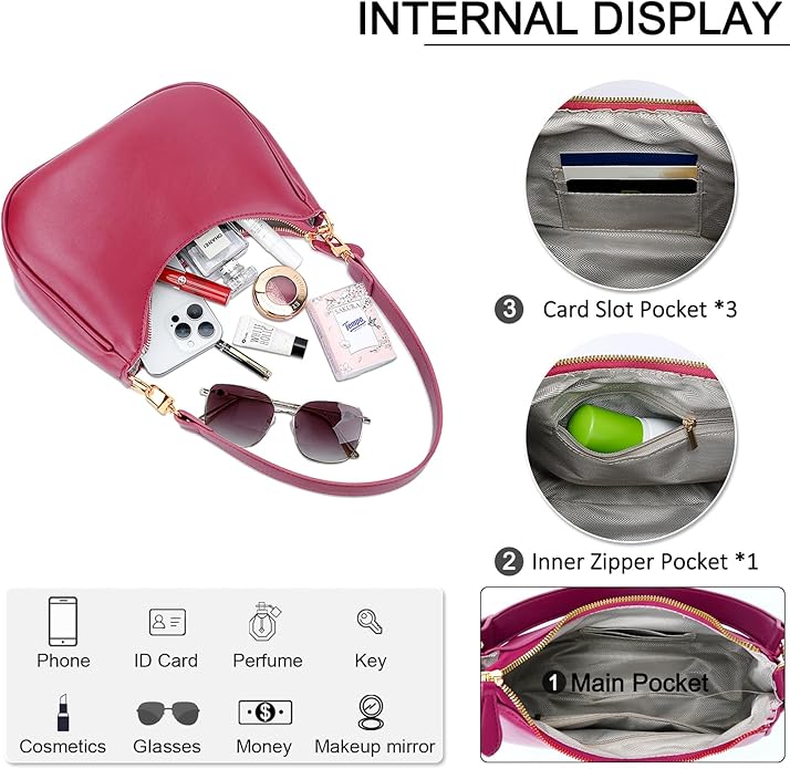 Shoulder Bag for Women Cute Hobo Purses and Handbags Retro Clutch Underarm Purse | Cute, Rose