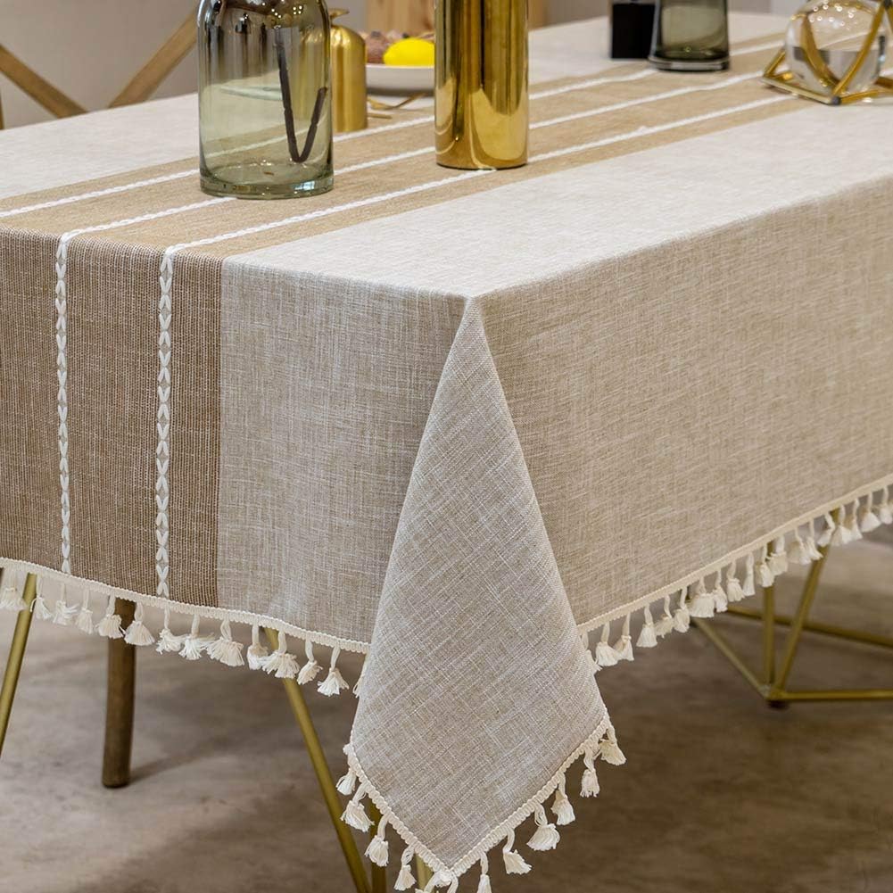 Tablecloths, Waterproof Table Cloth, Linens Wrinkle Free Anti-Fading, Rustic Table Cover Decoration for Kitchen Dinning Christmas,Coffee