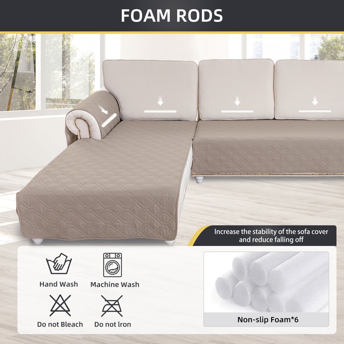 L Shape Sectional Couch Covers 2-Piece 100% Waterproof Pet Couch Covers for Sectional Sofa Washable(Left Chaise + 2/3 Seat Sofa,Light Brown)