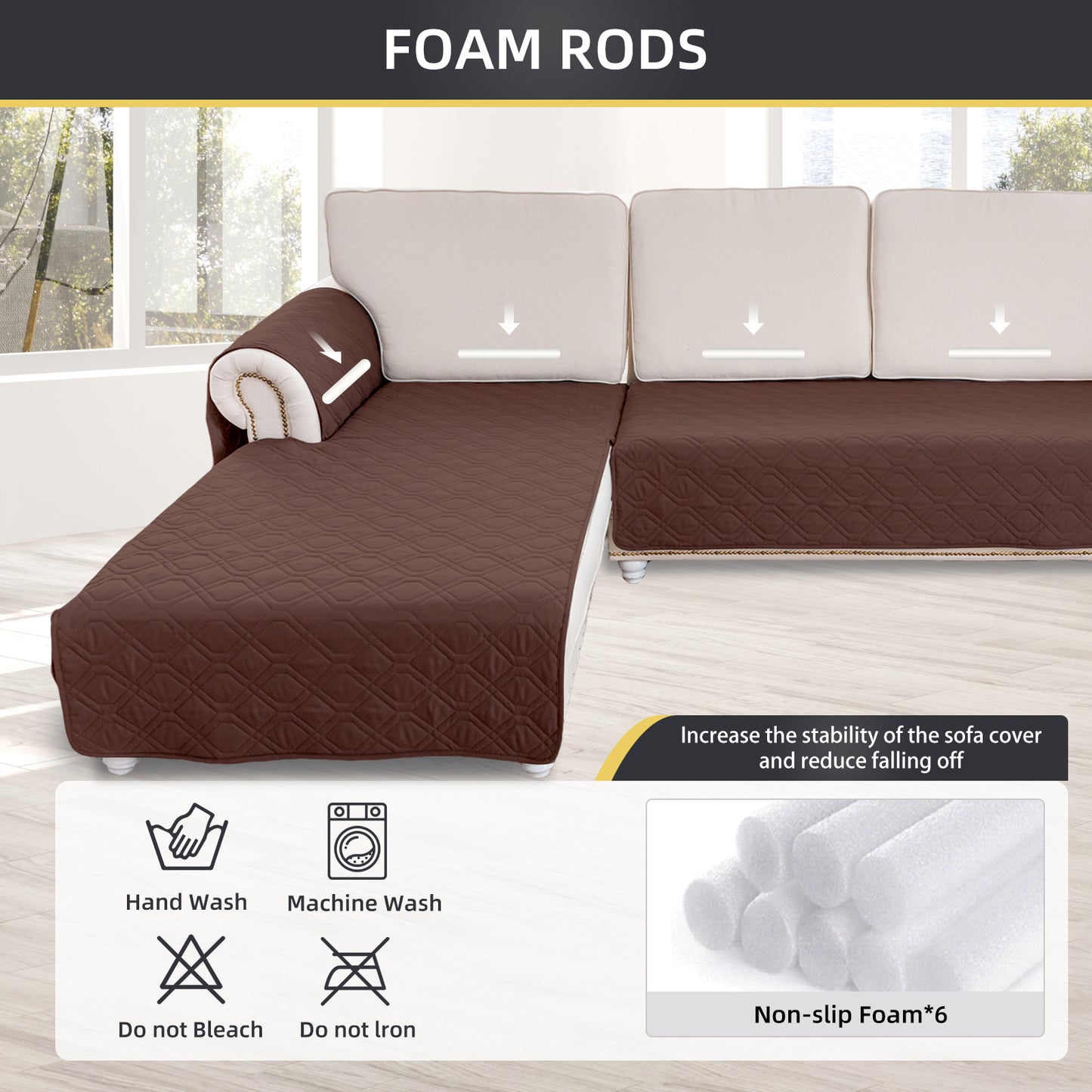 L Shape Sectional Couch Covers 2-Piece 100% Waterproof Pet Couch Covers for Sectional Sofa Washable(Left Chaise + 2/3 Seat Sofa, Coffee)