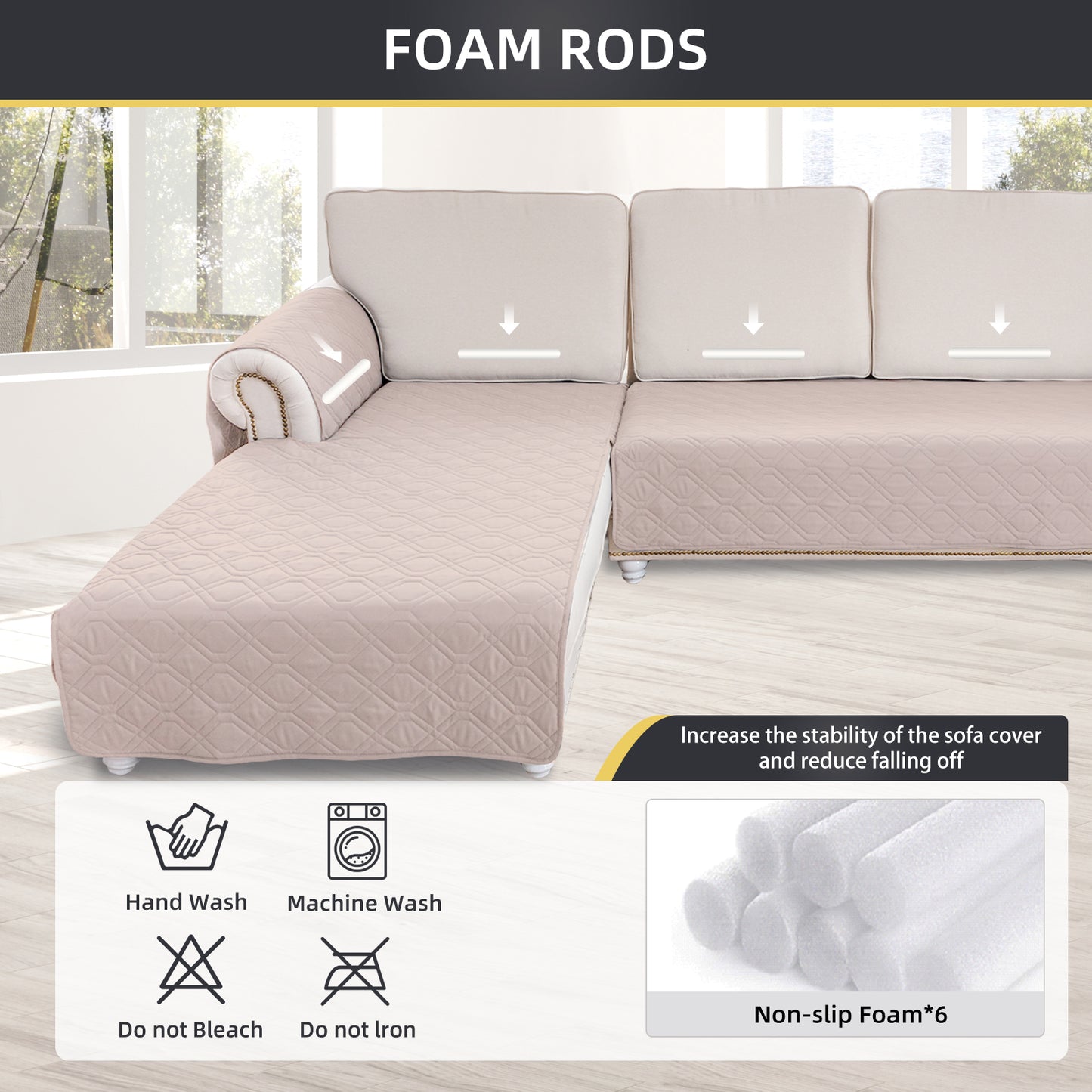 L Shape Sectional Couch Covers 2-Piece 100% Waterproof Pet Couch Covers for Sectional Sofa Washable(Left Chaise + 2/3 Seat Sofa,Khaki )
