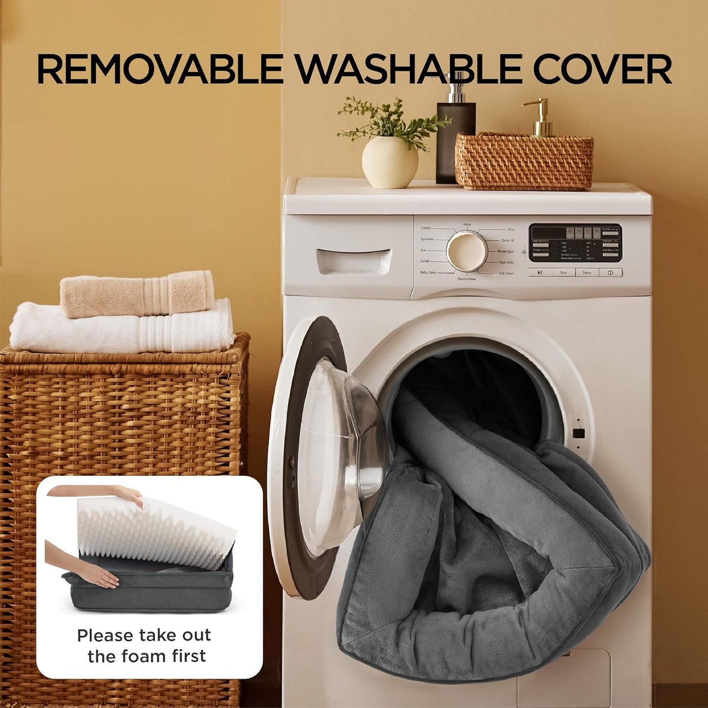 Dog Bed - Washable Small Medium Dog Cat Bed Waterproof, Comfort Cats Couch Sofa with Washable Removable Cover, Pets Bed with Nonskid Bottom,Dark Grey