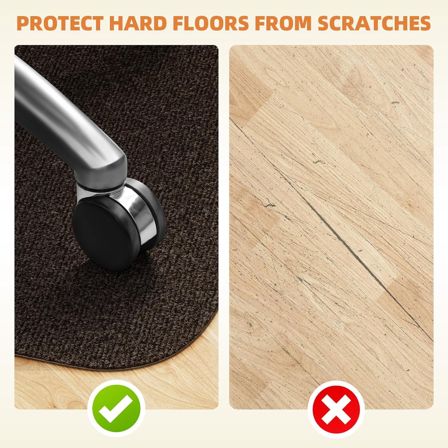 Office Chair Mat for Hardwood and Tile Floor, Computer Desk Chair Mats, Anti-Slip Mat for Rolling Chair, Large Floor Protector for Home Office, Brown