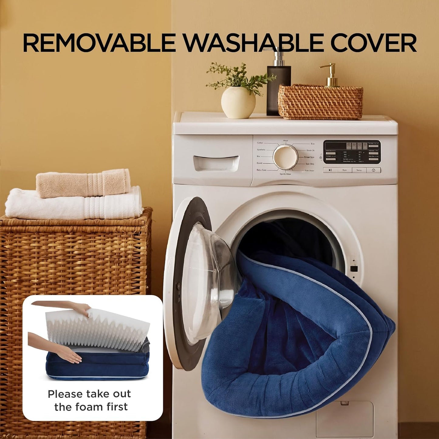 Dog Bed - Washable Small Medium Dog Cat Bed Waterproof, Comfort Cats Couch Sofa with Washable Removable Cover, Pets Bed with Nonskid Bottom, Navy