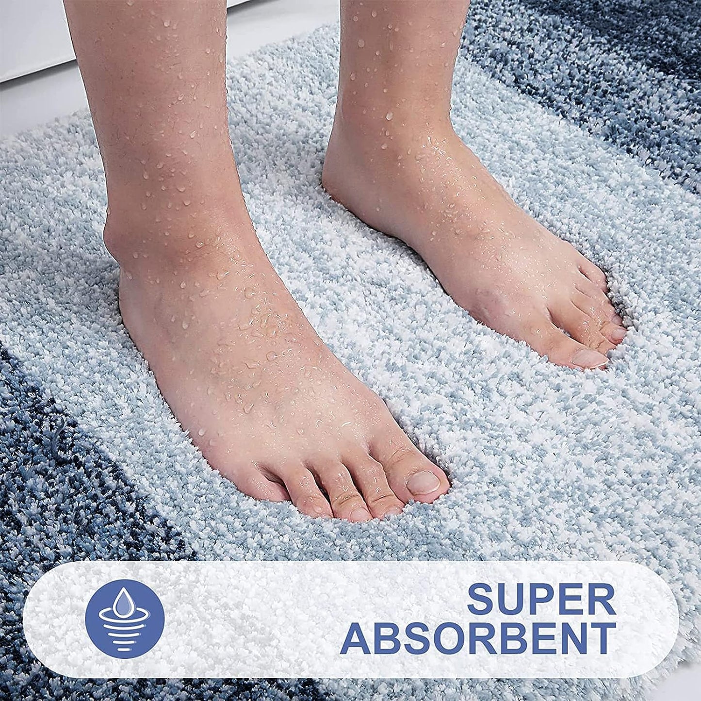 Luxury Bathroom Rug Mat, Extra Soft and Absorbent Microfiber Bath Rugs, Non-Slip Plush Shaggy Bath Carpet,Navy
