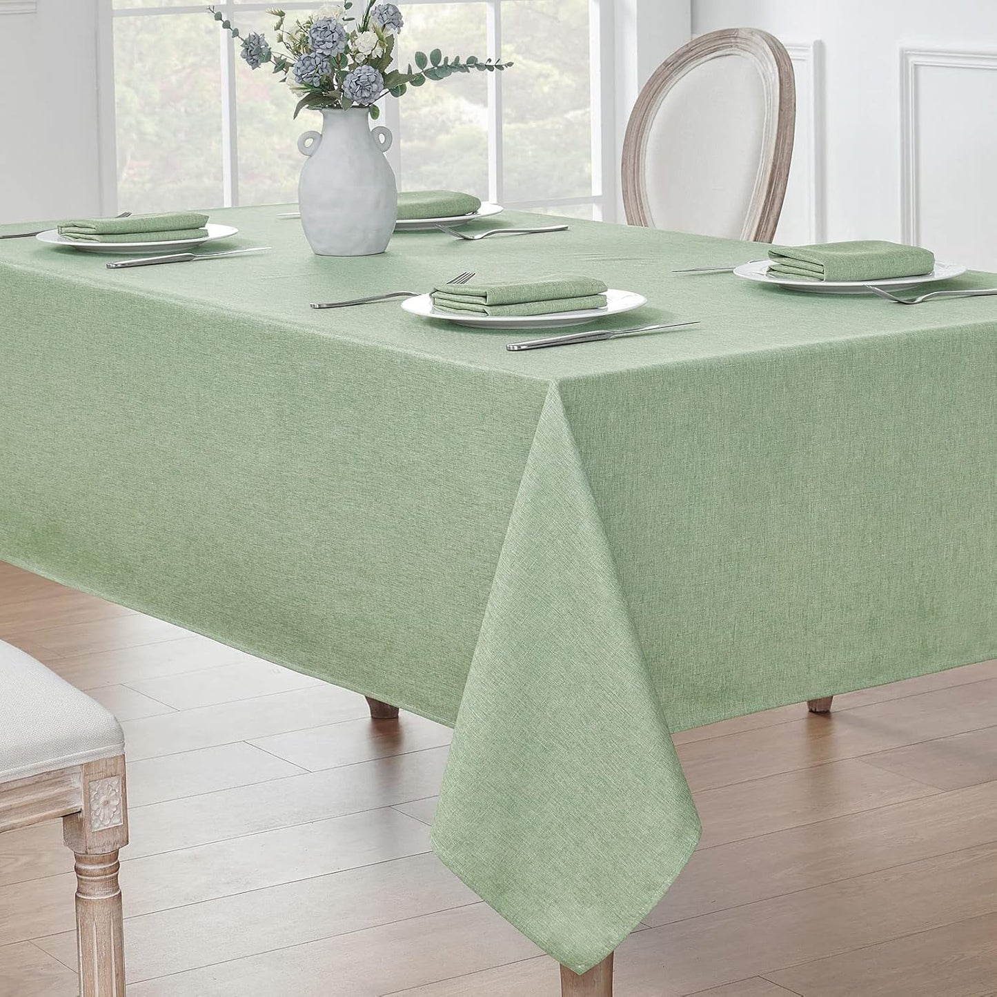 Tablecloths, Waterproof Table Cloth, Linens Wrinkle Free Anti-Fading, Rustic Table Cover Decoration for Kitchen Dinning Christmas,Green
