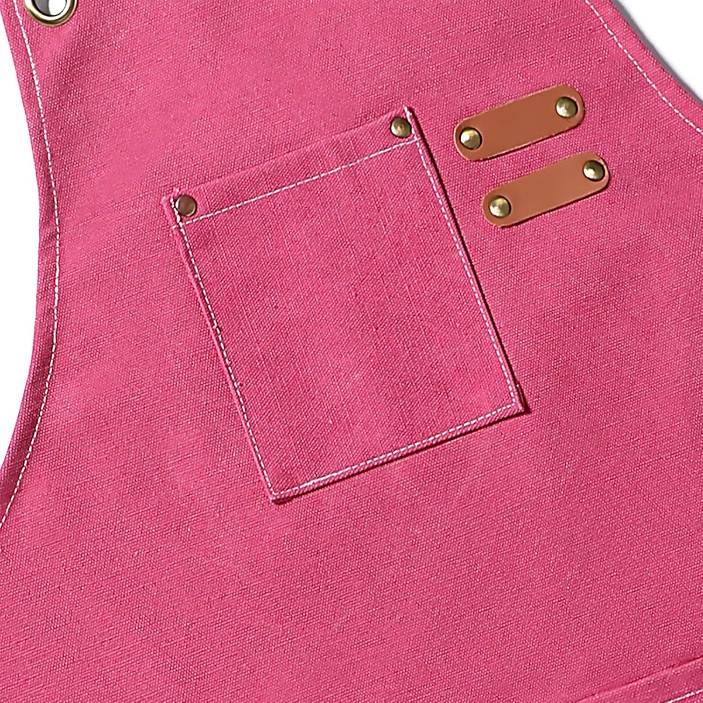 Chef Aprons for Men Women with Oversized Pockets,Cotton Canvas Cross Back Heavy Duty Work Apron,Pink