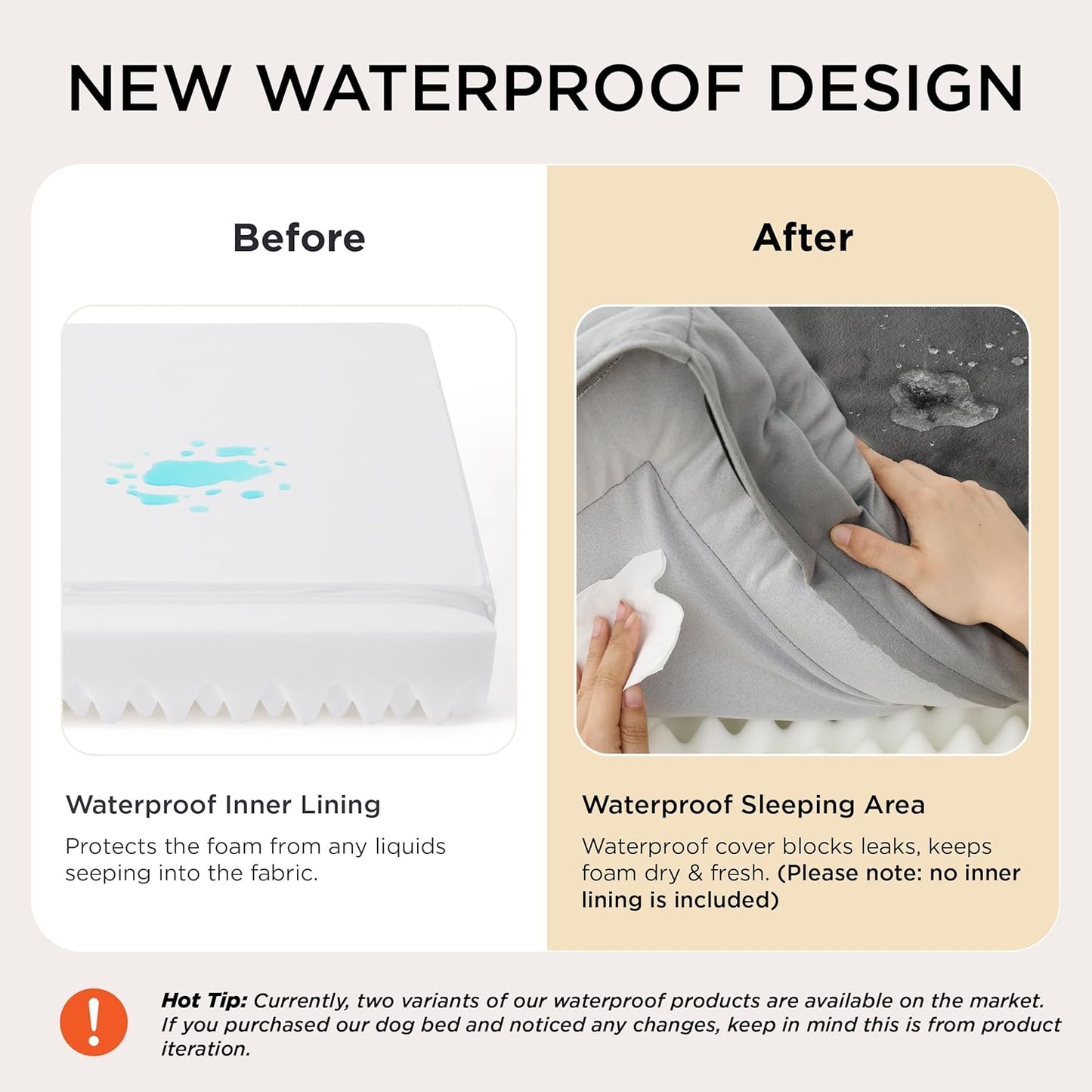 Dog Bed - Washable Small Medium Dog Cat Bed Waterproof, Comfort Cats Couch Sofa with Washable Removable Cover, Pets Bed with Nonskid Bottom, Light Grey
