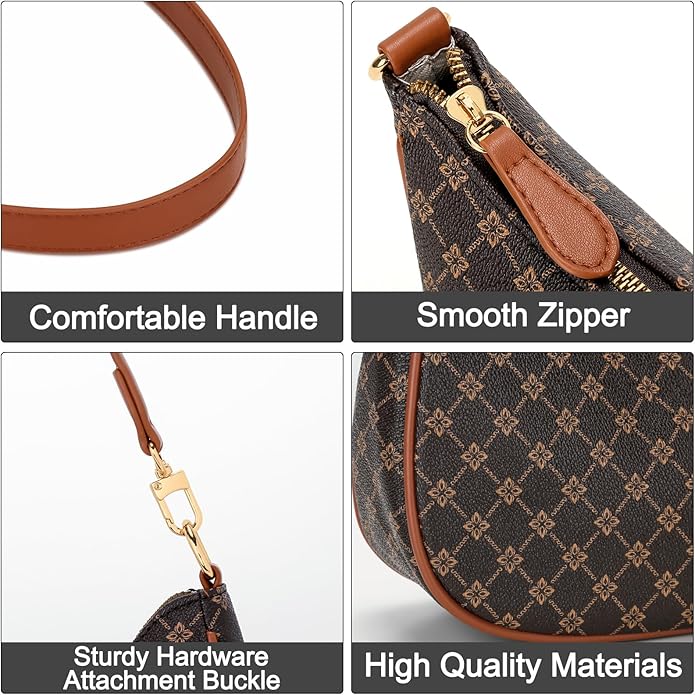 Shoulder Bag for Women Cute Hobo Purses and Handbags Retro Clutch Underarm Purse | Cute, Black&Flower