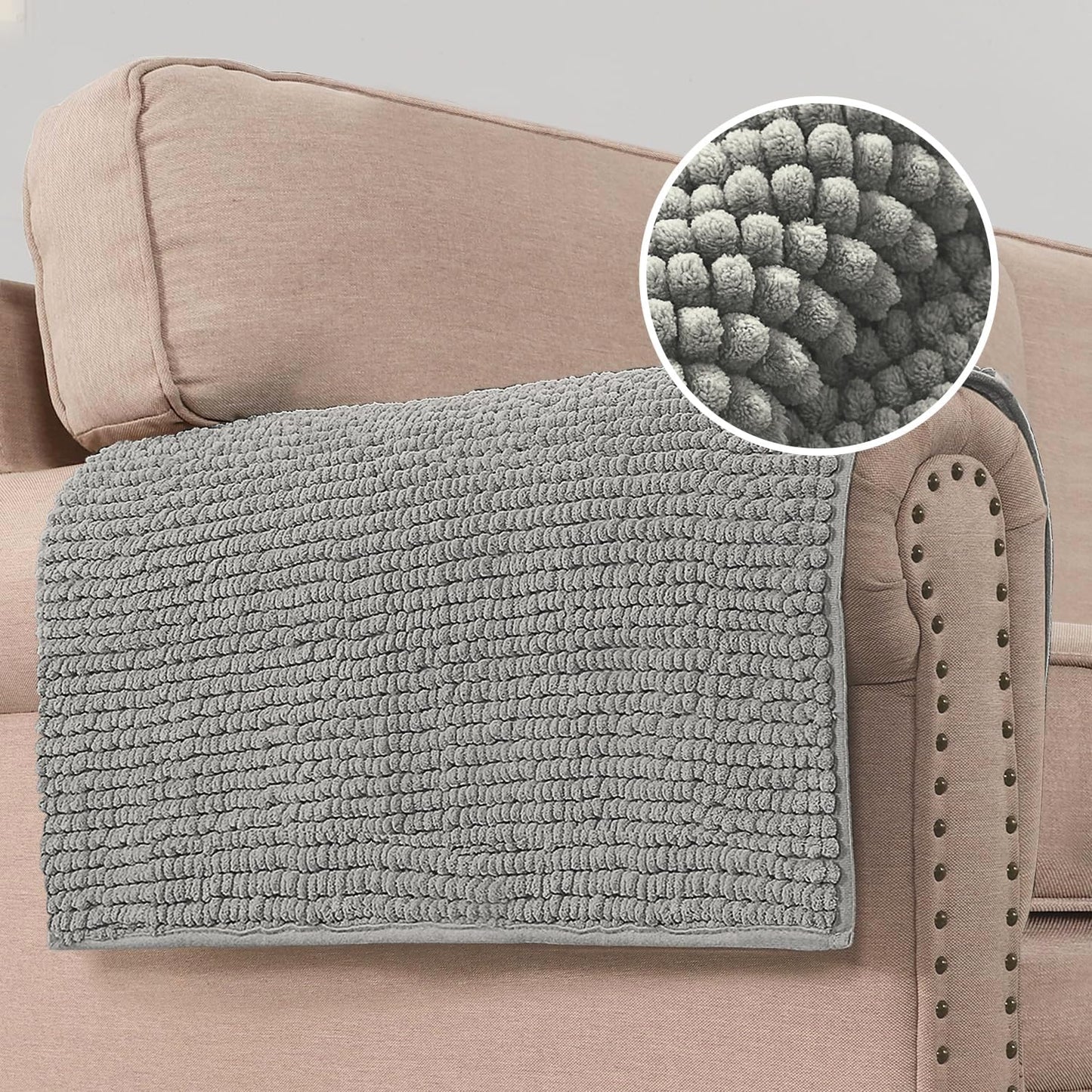 2 Packs Plush Chenille Couch Armrest Cover Thick and Soft Sofa Covers Water Resistant Furniture Protector Cover for Pets,Dove