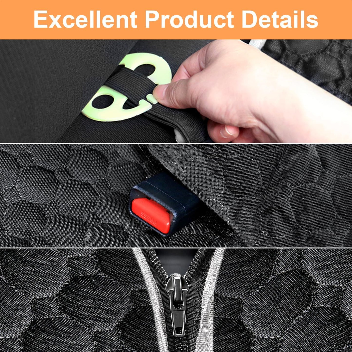 Back Seat Extender for Dogs, Waterproof Dog Car Seat Cover, Sturdy Pets Backseat Protector Full surround and Storage Pocket for Car SUV Truck,Black