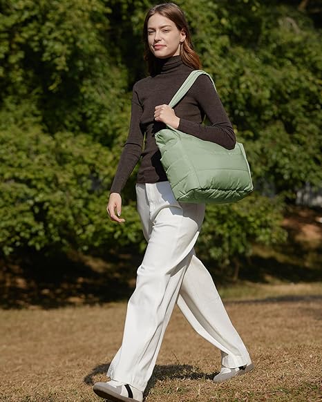 Tote Bag for Women, Lightweight Puffy Tote Bag with Compartments Shoulder Bag Handbag for Travel, Work, Gym | Lightweight, Puffy, Quilted