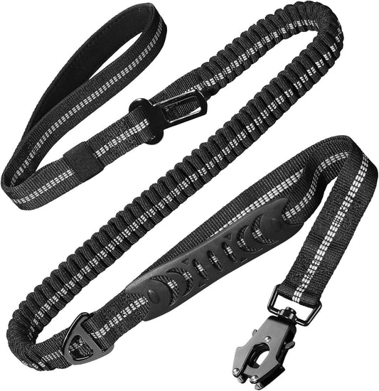 Heavy Duty Dog Leash, 4-6FT Shock Absorbing Dog Leashes with Traffic Handle and Comfortable Padded Handles, Advanced Easy Metal Clip, No Pull Reflective Leash for Medium Large Dogs,Black